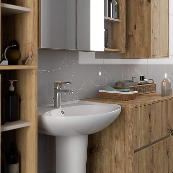 BATHROOM CABINET UNDER SINK VAMI W90 2DR 2SHELF PK OAK ARTISAN / CASHMERE