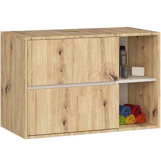 BATHROOM CABINET UNDER SINK VAMI W90 2DR 2SHELF PK OAK ARTISAN / CASHMERE