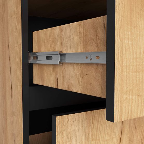 BATHROOM CABINET UNDER SINK VAMI W90 2SZ 2P OAK CRAFT / BLACK