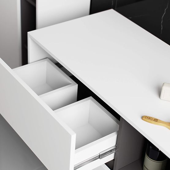 BATHROOM CABINET UNDER SINK VAMI W90 2SZ 2P WHITE / GRAPHITE GRAY