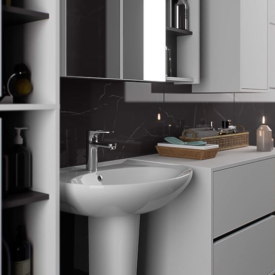 BATHROOM CABINET UNDER SINK VAMI W90 2SZ 2P WHITE / GRAPHITE GRAY