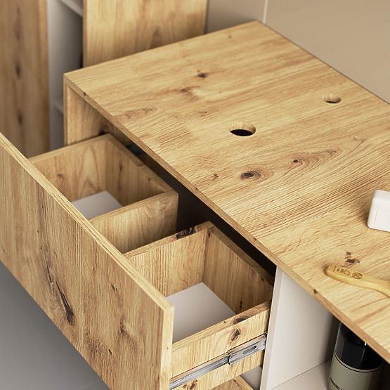 BATHROOM CABINET UNDER SINK WITH HOLES VAMI W90 UM 2SZ 2P OAK ARTISAN / CASHMERE
