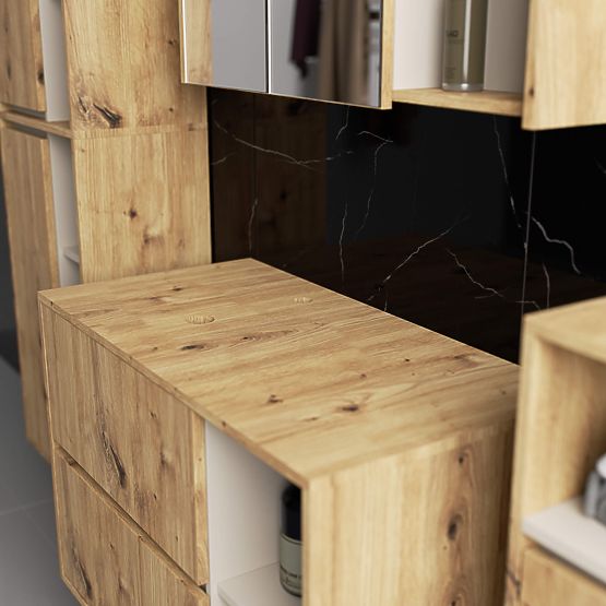 BATHROOM CABINET UNDER SINK WITH HOLES VAMI W90 UM 2SZ 2P OAK ARTISAN / CASHMERE