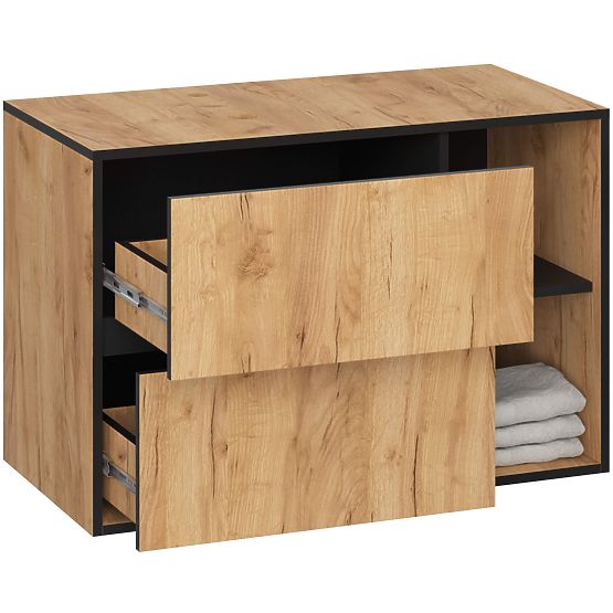 BATHROOM CABINET UNDER SINK WITH HOLES VAMI W90 UM 2SZ 2P OAK CRAFT / BLACK