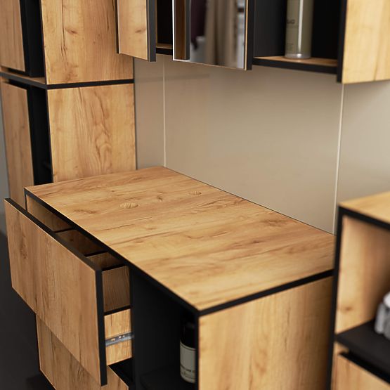 BATHROOM CABINET UNDER SINK WITH HOLES VAMI W90 UM 2SZ 2P OAK CRAFT / BLACK