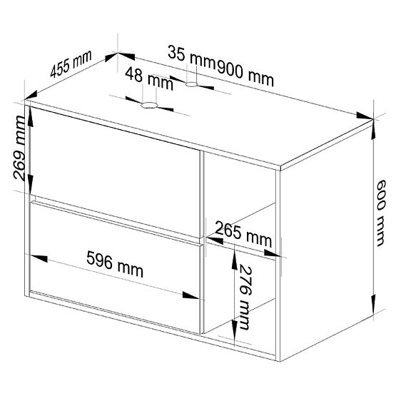 BATHROOM CABINET UNDER SINK WITH HOLES VAMI W90 UM 2SZ 2P WHITE / SONOMA OAK