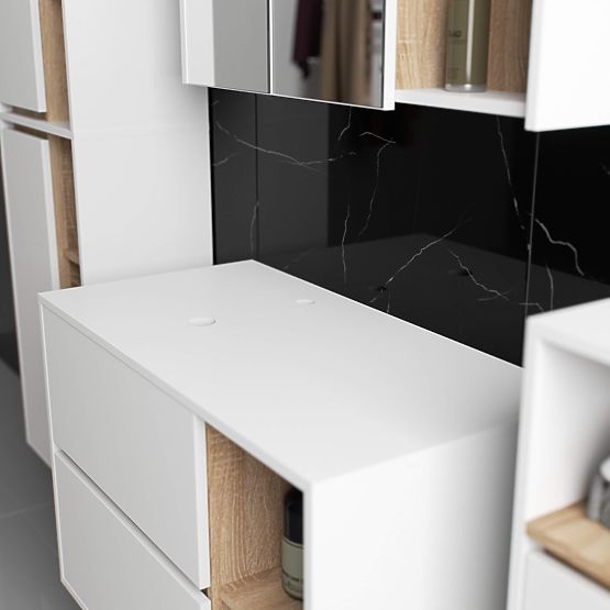 BATHROOM CABINET UNDER SINK WITH HOLES VAMI W90 UM 2SZ 2P WHITE / SONOMA OAK