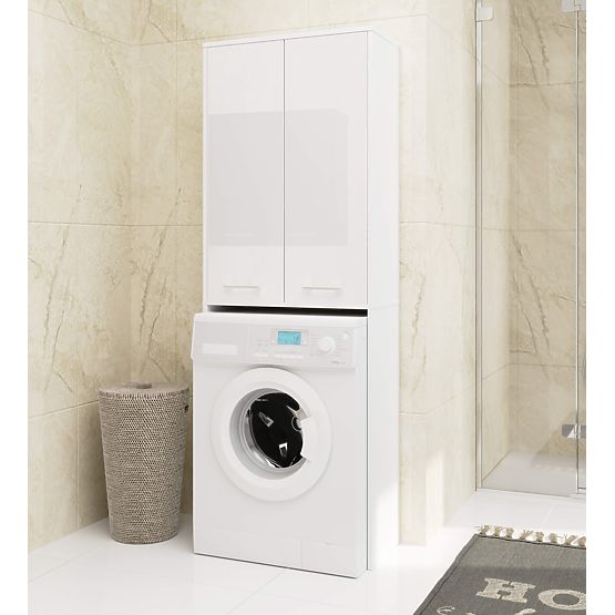 BATHROOM COLUMN FIN 180 WASHING MACHINE FULL 2D - WHITE / WHITE GLOSS