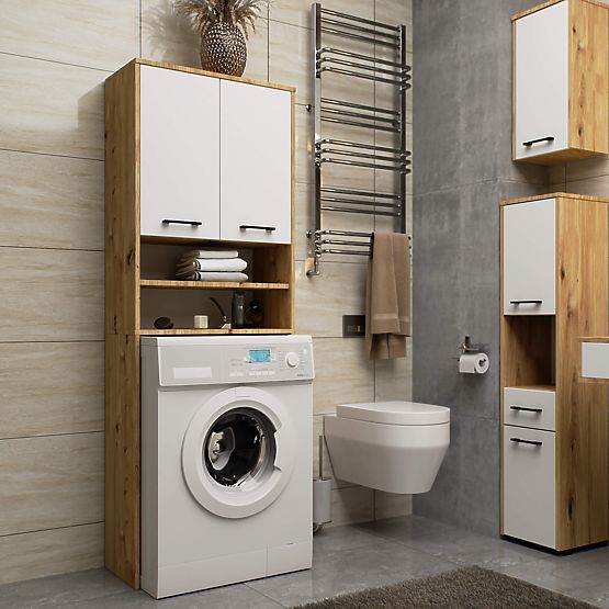 BATHROOM SHELF FIN COLUMN 2D WASHING MACHINE ARTISAN - WHITE