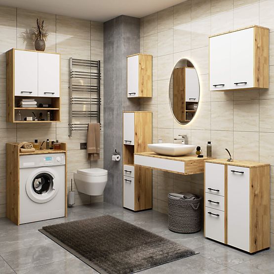 BATHROOM SHELF FIN COLUMN 2D WASHING MACHINE ARTISAN - WHITE