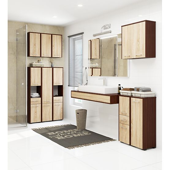 BATHROOM SHELF FIN COLUMN 30 2D 140cm WENGE / SONOMA