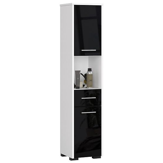 BATHROOM SHELF FIN COLUMN 30 2D 1SZ 1W 140cm PK BLACK GLOSS