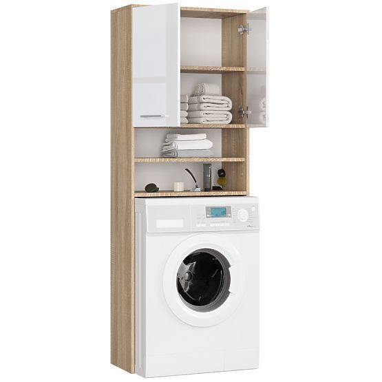 BATHROOM SHELF FIN OVER WASHING MACHINE OAK SONOMA / WHITE GLOSS