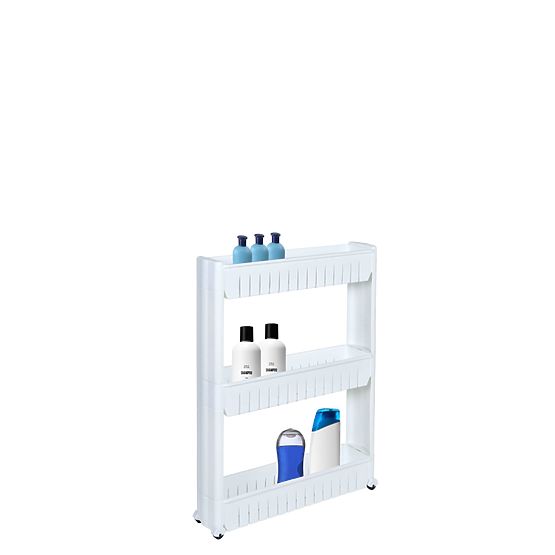 Bathroom Shelves on Wheels White 3 Levels Leira