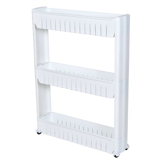 Bathroom Shelves on Wheels White 3 Levels Leira