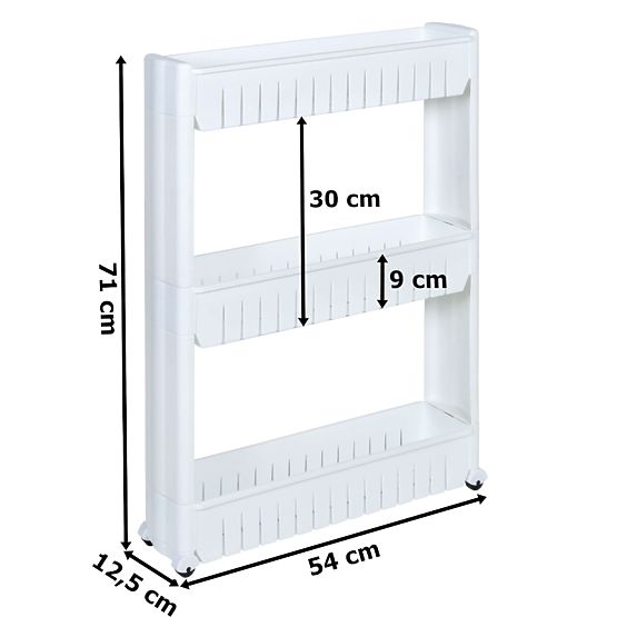 Bathroom Shelves on Wheels White 3 Levels Leira