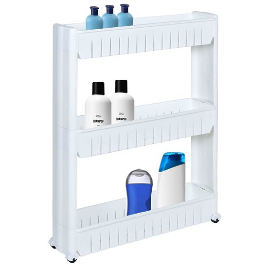 Bathroom Shelves on Wheels White 3 Levels Leira