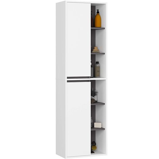 BATHROOM WALL CABINET VAMI W50 2D 6P WHITE / GRAPHITE GRAY