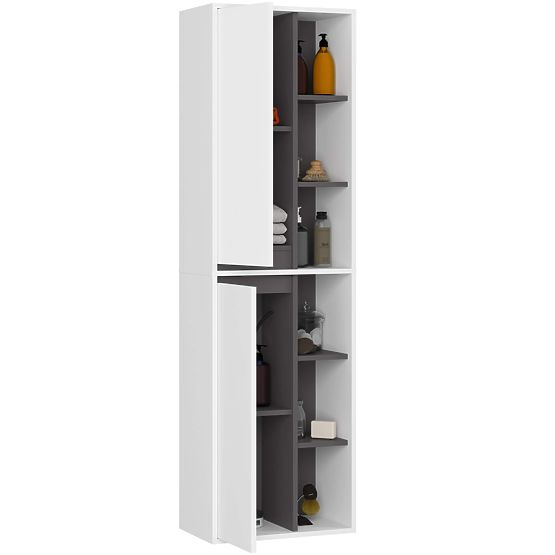 BATHROOM WALL CABINET VAMI W50 2D 6P WHITE / GRAPHITE GRAY