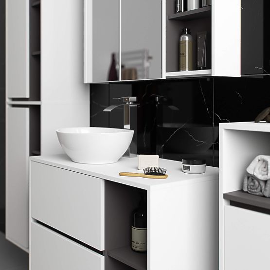 BATHROOM WALL CABINET VAMI W50 2D 6P WHITE / GRAPHITE GRAY