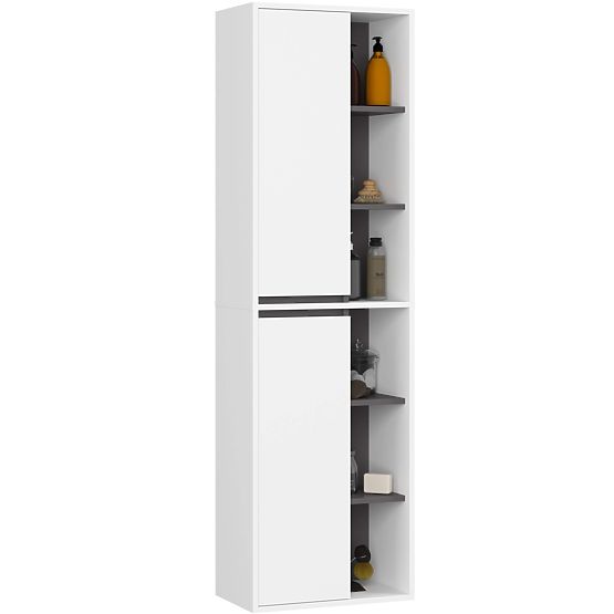 BATHROOM WALL CABINET VAMI W50 2D 6P WHITE / GRAPHITE GRAY