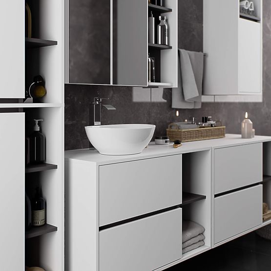 BATHROOM WALL CABINET VAMI W50 2D 6P WHITE / GRAPHITE GRAY