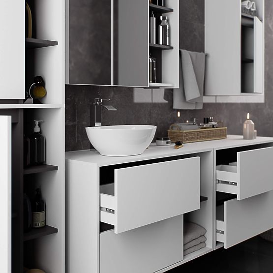 BATHROOM WALL CABINET VAMI W50 2D 6P WHITE / GRAPHITE GRAY