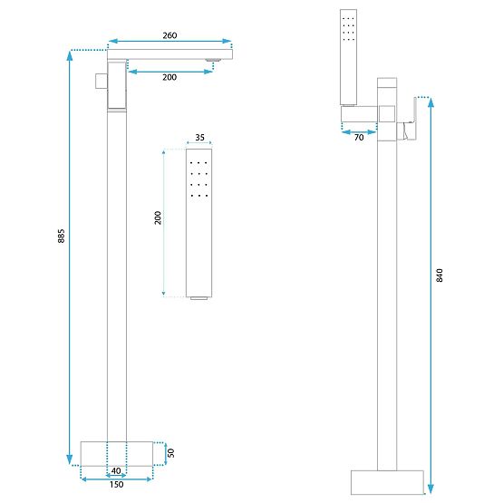 Bathtub Faucet Rea TERY Gold