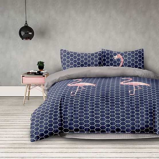 Bedding BASIC - AMELIAHOME dark blue color with animal motif print modern style 155x220*2+80