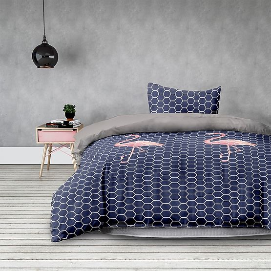 Bedding BASIC - AMELIAHOME dark blue color with animal motif print modern style 155x220*2+80