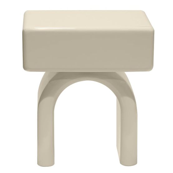 Bedside Table with Drawer Blush, Cream White, Glossy, Arched Shape