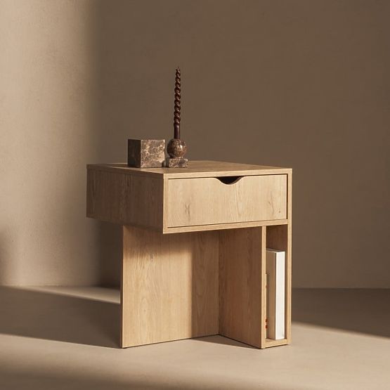 Bedside Table with Drawer Mura Oak Cremona Torro
