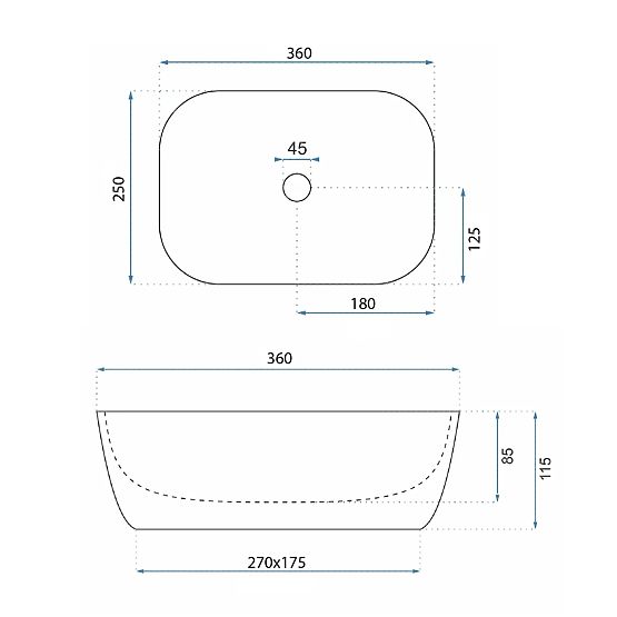 BELINDA MINI TRAVERTINE MATT COUNTERTOP BASIN