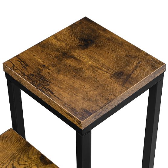 Black Plant Stand Loren Rustic Aged Oak