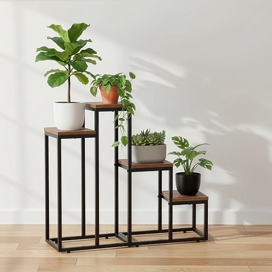 Black Plant Stand Pallen Old Oak