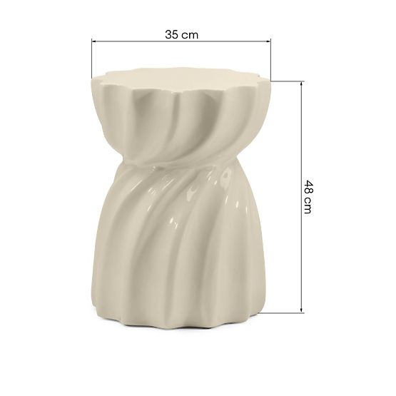 Bloom Side Table 35 cm, Beige, Glossy
