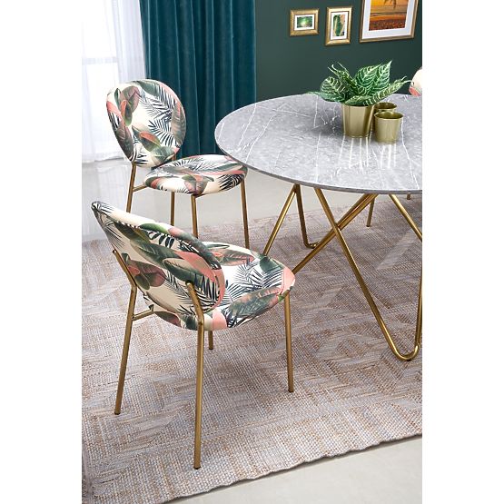 BONELLO Table, Top - Gray Marble, Legs - Gold (2p=1pc)
