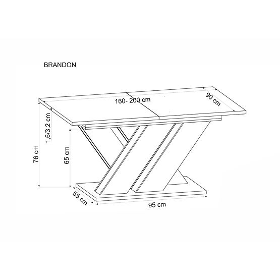 BRANDON Extendable Table 160-200/90 cm Oak Wotan/Black