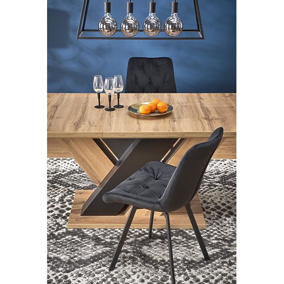 BRANDON Extendable Table 160-200/90 cm Oak Wotan/Black