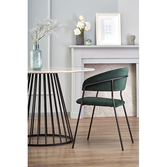 BRODWAY Tabletop - White Marble, Leg - Black
