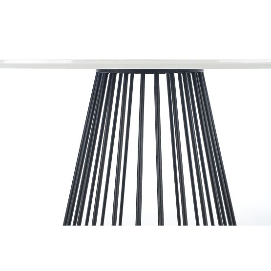 BRODWAY Tabletop - White Marble, Leg - Black