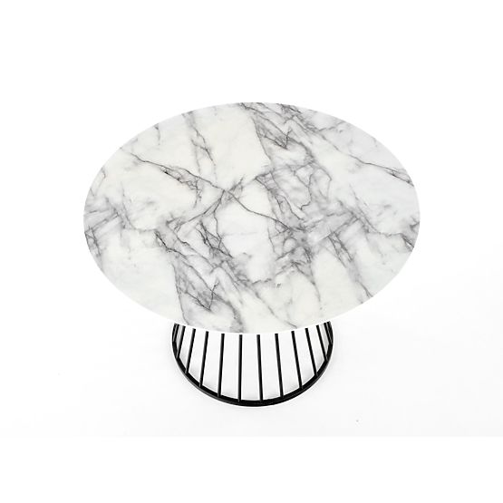 BRODWAY Tabletop - White Marble, Leg - Black