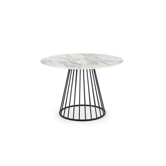 BRODWAY Tabletop - White Marble, Leg - Black