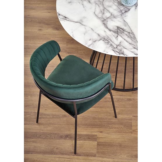BRODWAY Tabletop - White Marble, Leg - Black