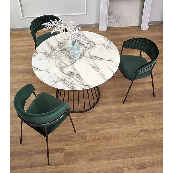 BRODWAY Tabletop - White Marble, Leg - Black