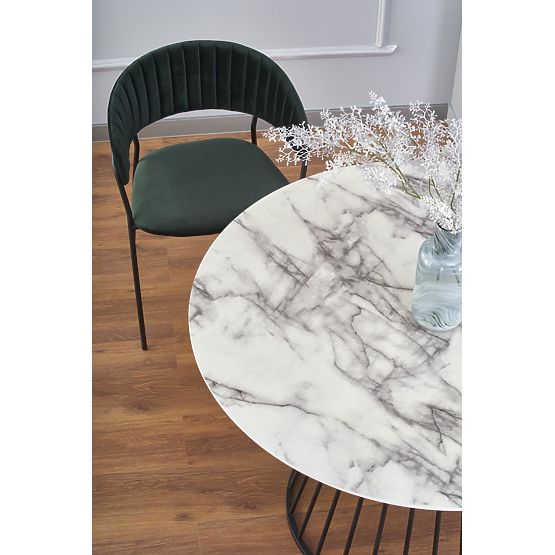 BRODWAY Tabletop - White Marble, Leg - Black