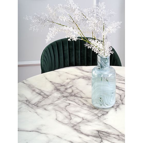 BRODWAY Tabletop - White Marble, Leg - Black