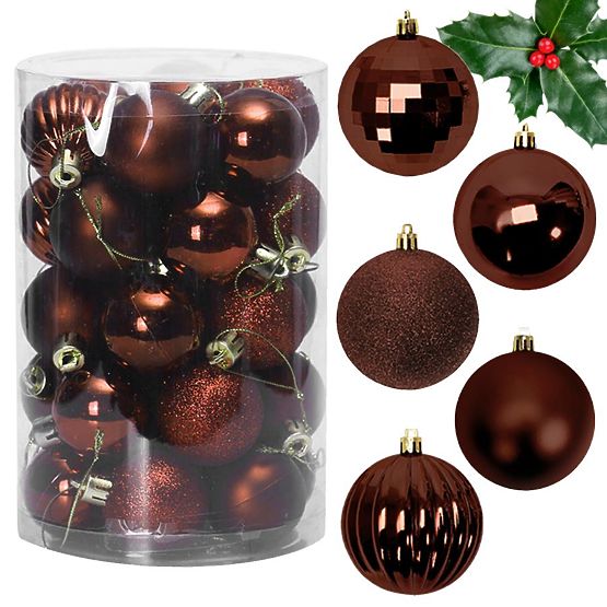 BROWN CHRISTMAS BALLS 34 PCS SYSD1688-038