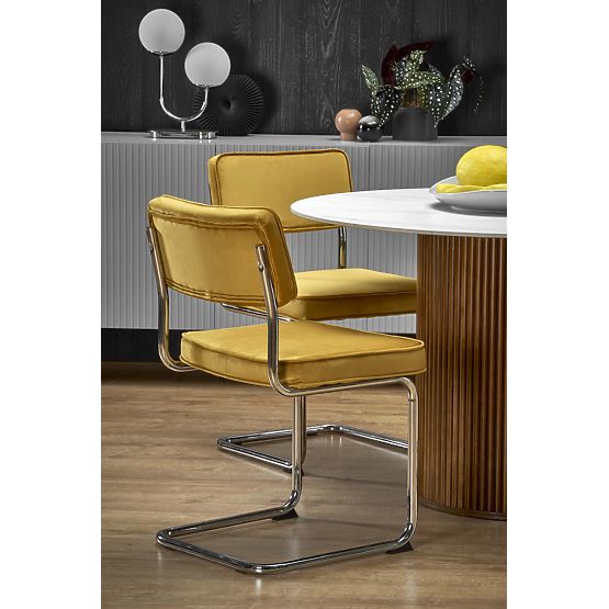 BRUNO Round Table, White Marble / Walnut (2p=1pc)