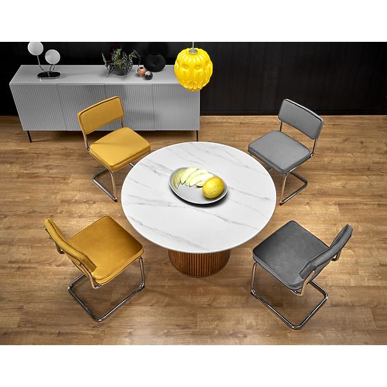BRUNO Round Table, White Marble / Walnut (2p=1pc)